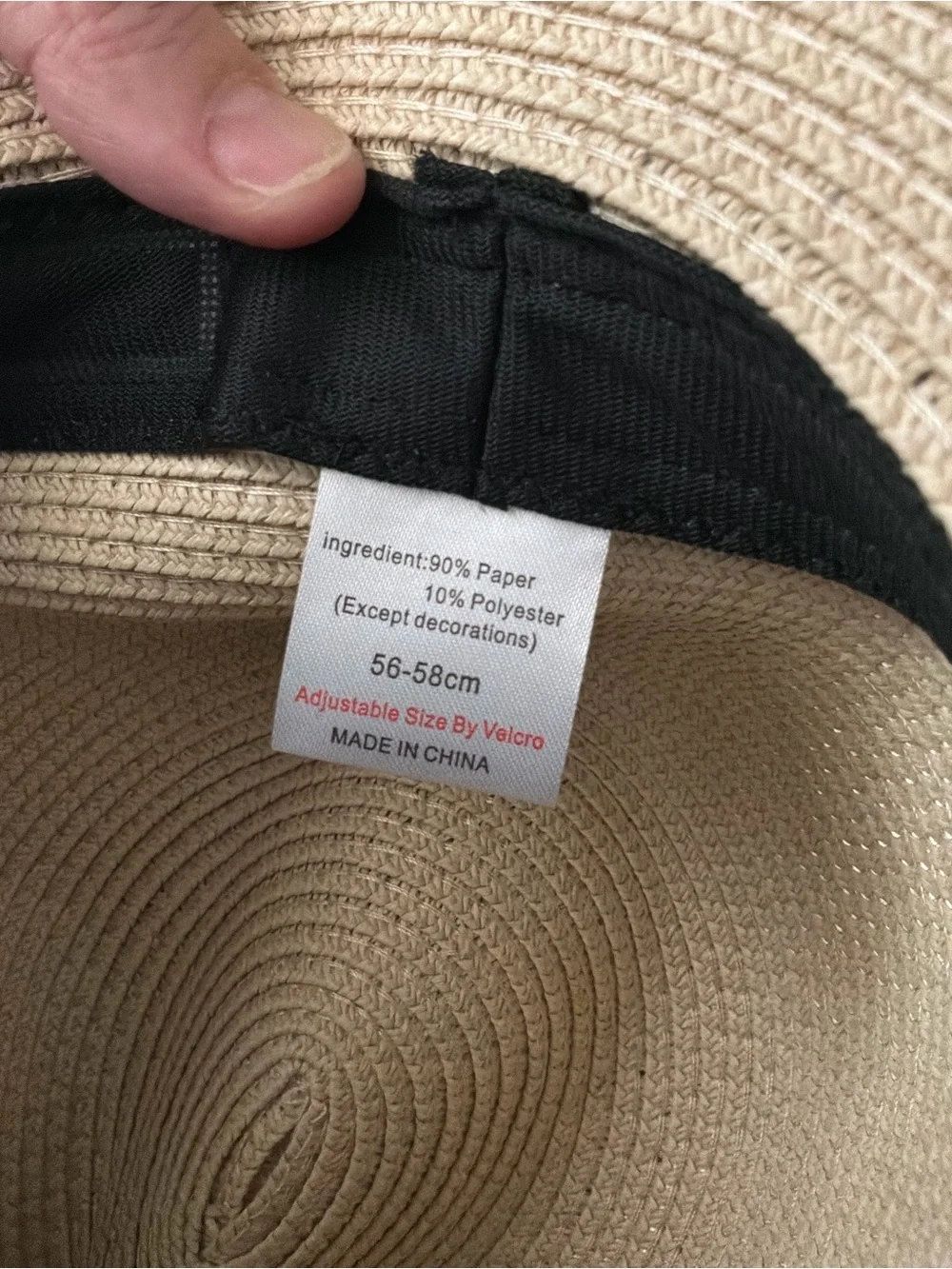 Unbranded Cream Straw Vegan Leather Banded Adjustable Fedora Hat 56-58CM
